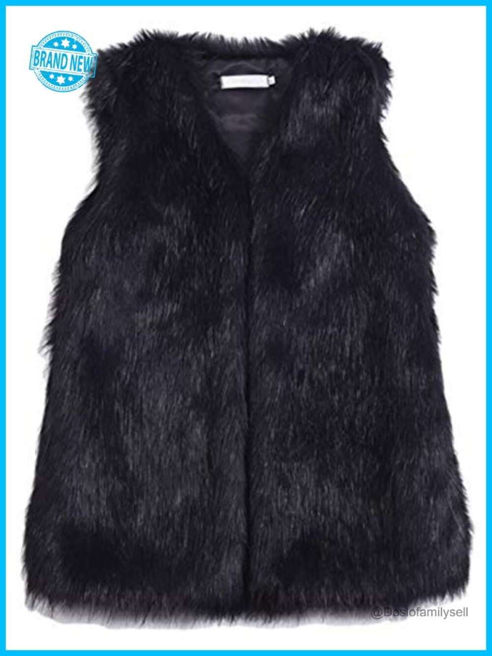 Women's Faux Fur Vest Coat Sleeveless V-Neck Hook Closure Winter